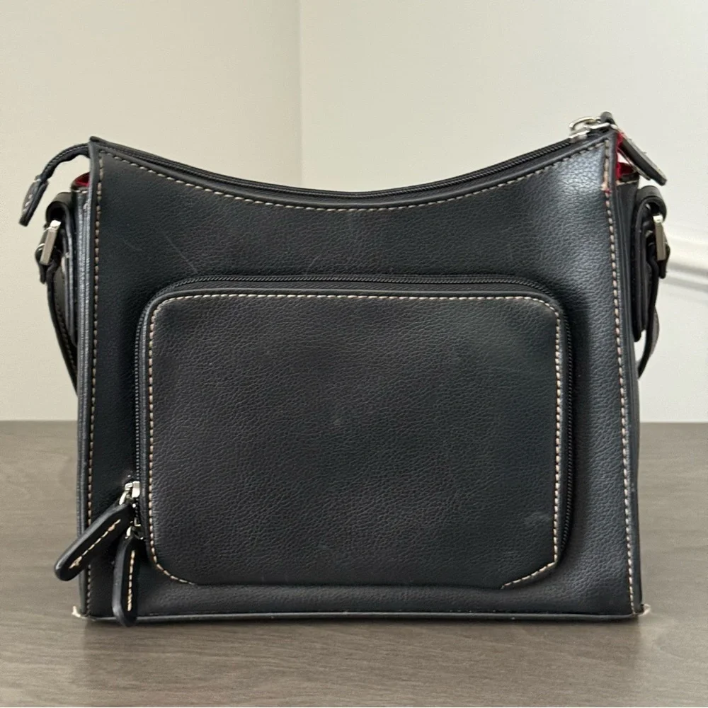 Liz Claiborne Black Leather Shoulder Strap Women's Handbag